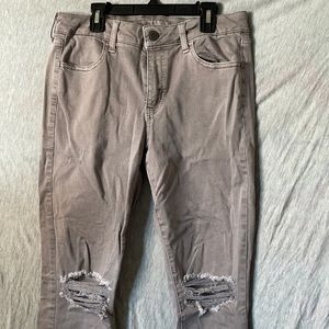 American Eagle Gray/Beige Colored Ripped Jeans